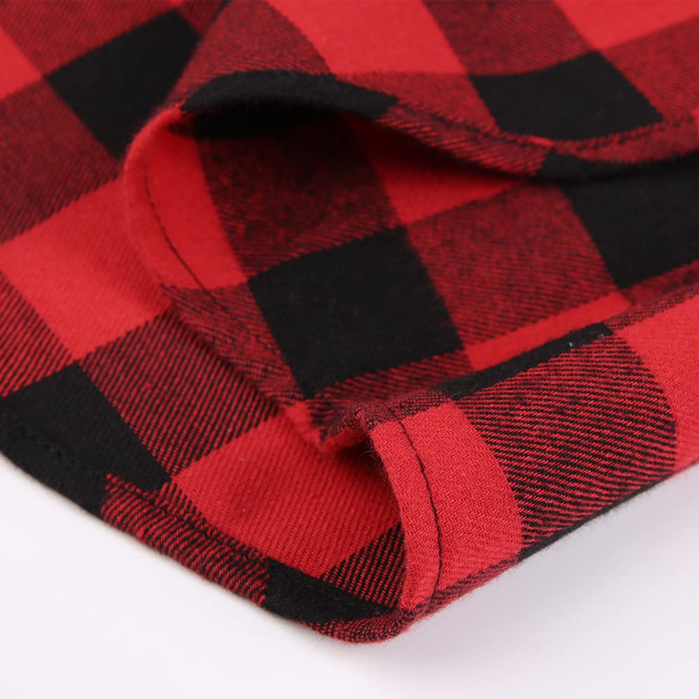 Flannel Plaid Shirt for Men - Regular-Fit Long-Sleeved Casual Button-Down Shirt (White Black Buffalo Check, Medium)