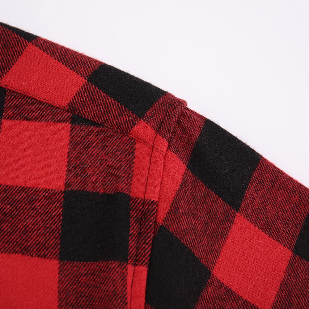 Flannel Plaid Shirt for Men - Regular-Fit Long-Sleeved Casual Button-Down Shirt (White Black Buffalo Check, Medium)