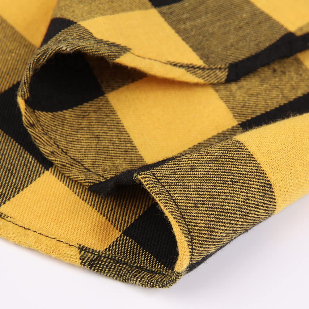 Flannel Plaid Shirt for Men - Regular-Fit Long-Sleeved Casual Button-Down Shirt (White Black Buffalo Check, Medium)