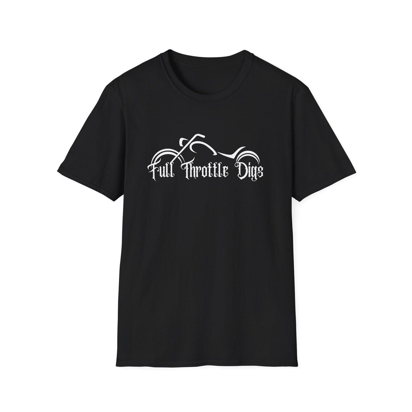 Full Throttle Digs White Text Unisex Softstyle T-Shirt