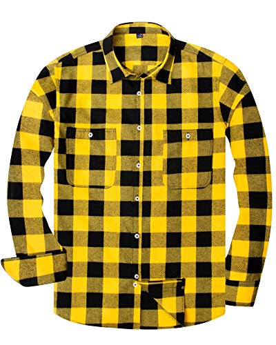 Alimens & Gentle Men's Plaid Button Down Shirt Long Sleeve Casual Flannel Shirts