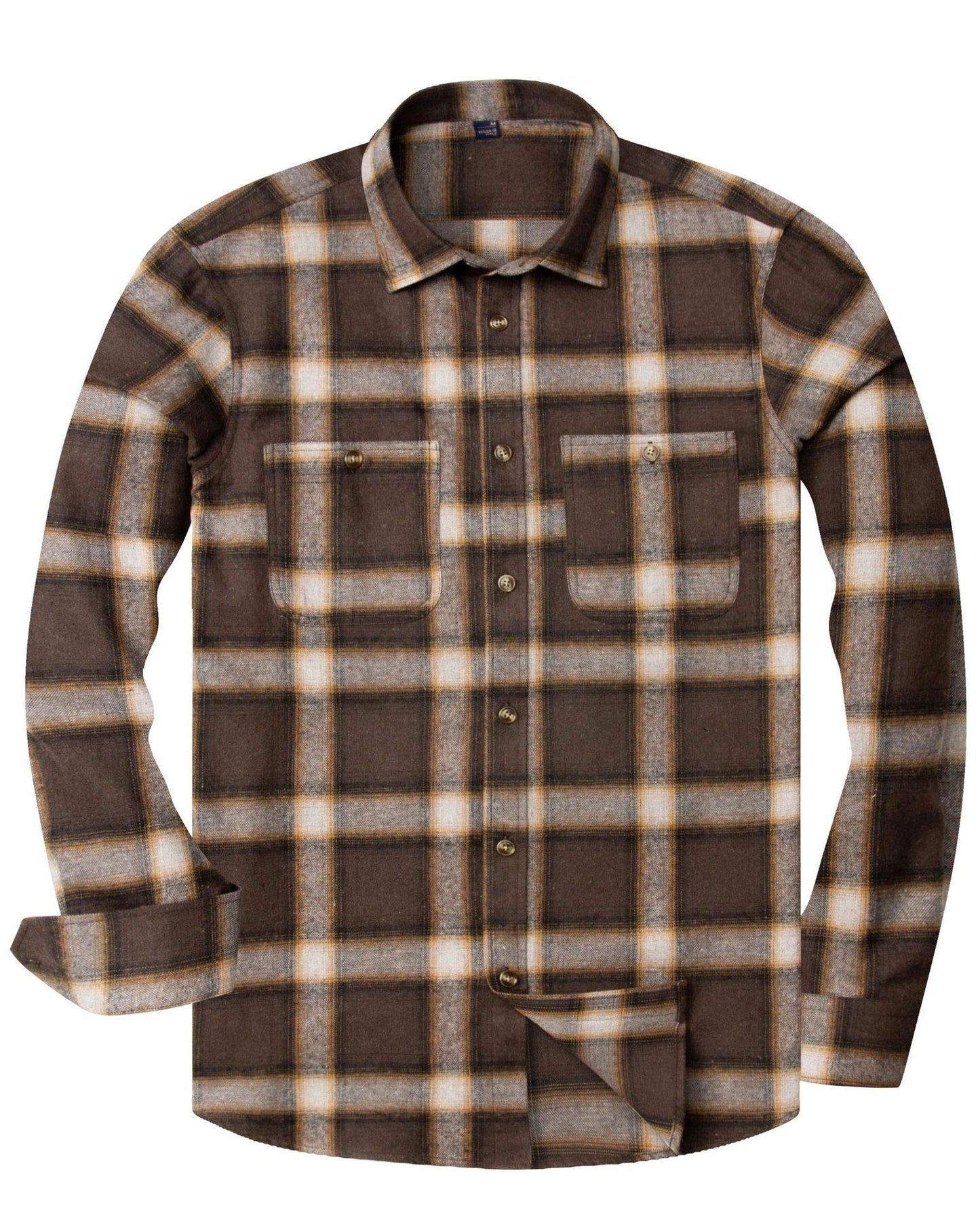 Alimens & Gentle Men's Plaid Button Down Shirt Long Sleeve Casual Flannel Shirts