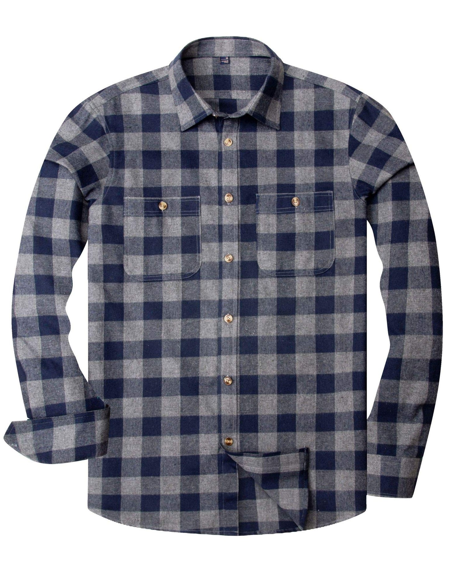 Alimens & Gentle Men's Plaid Button Down Shirt Long Sleeve Casual Flannel Shirts