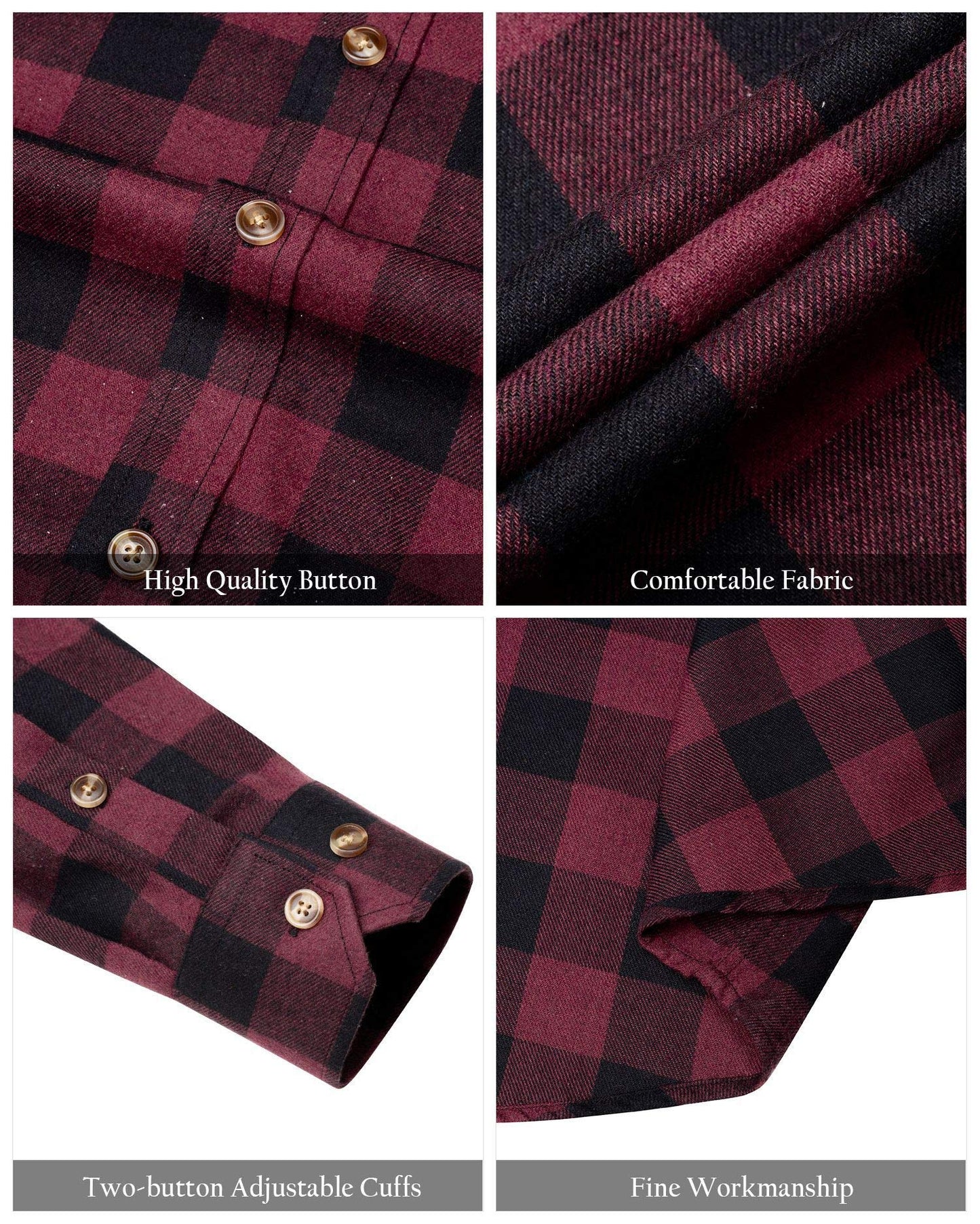 Alimens & Gentle Men's Plaid Button Down Shirt Long Sleeve Casual Flannel Shirts