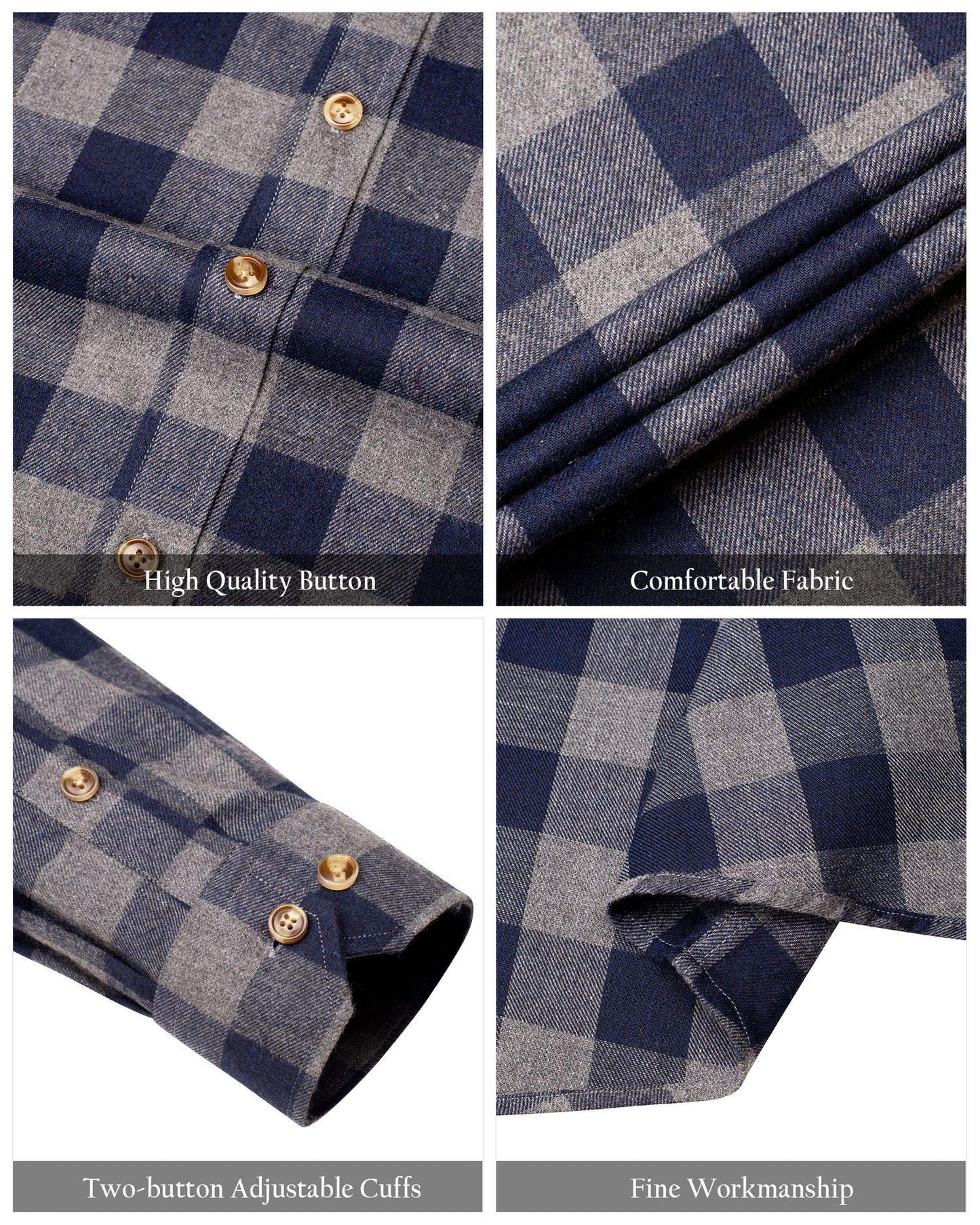 Alimens & Gentle Men's Plaid Button Down Shirt Long Sleeve Casual Flannel Shirts