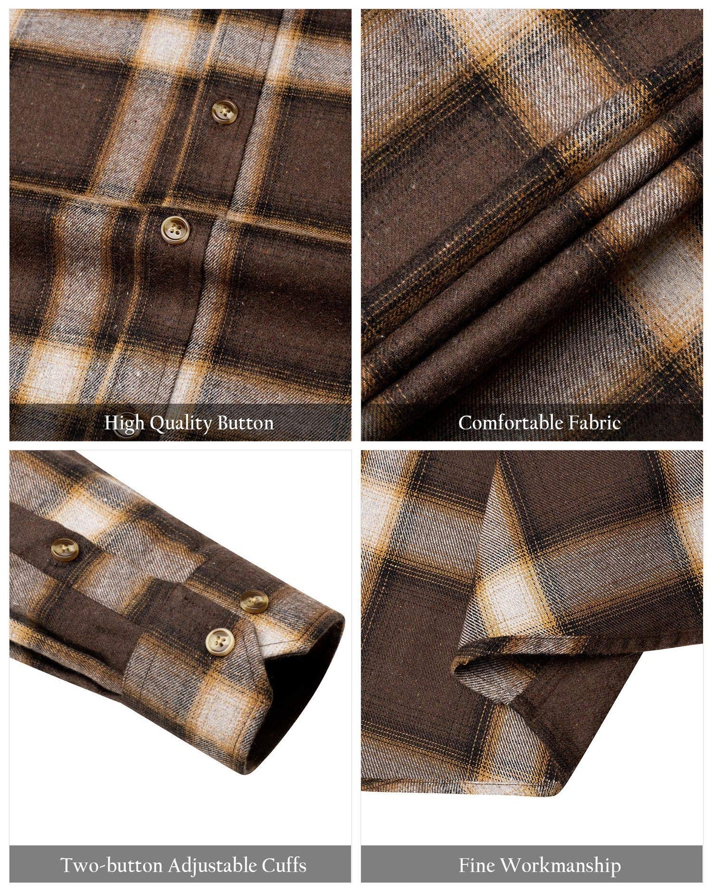 Alimens & Gentle Men's Plaid Button Down Shirt Long Sleeve Casual Flannel Shirts