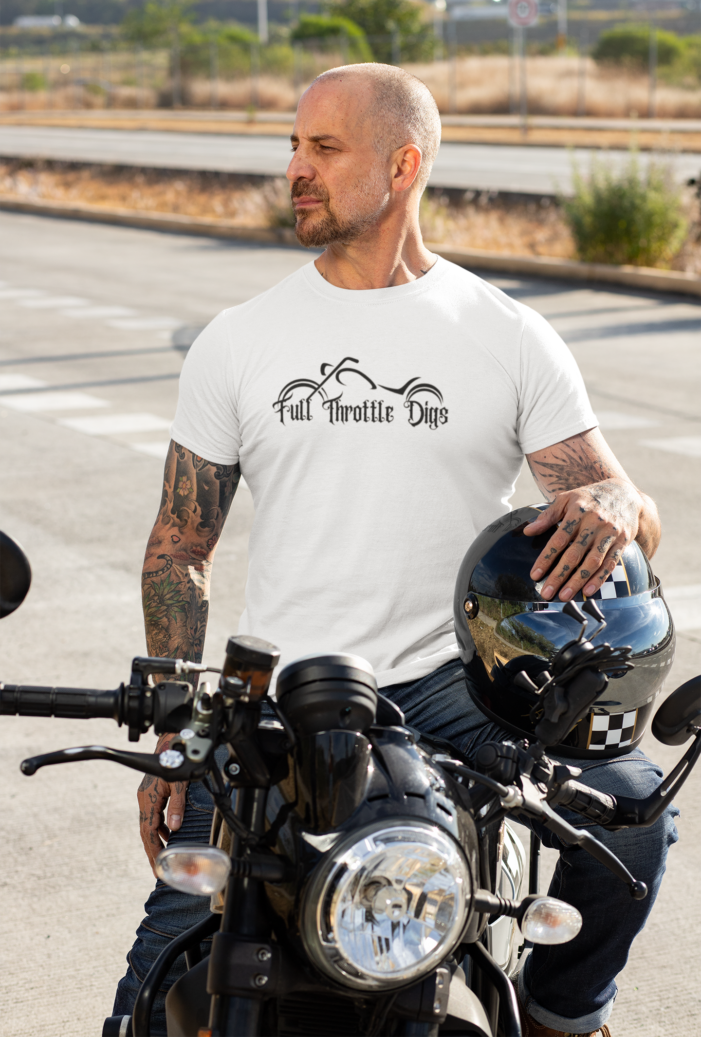 Motto Printed T-Shirt | Men's White T Shirt | Full Throttle Digs